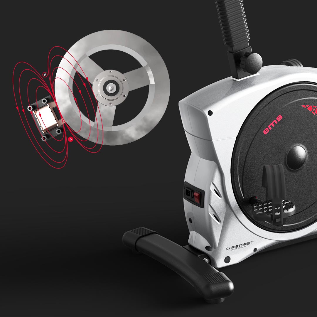 Ergometer ET 6 Pro: Induktionsbremssystem mit 12-kg-Schwungmasse